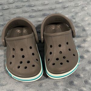 CROCS Kids Charcoal Clogs with Aqua Trim